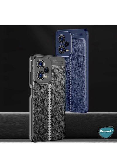 Xiaomi Redmi Note 12 İçin Kılıf Deri Dokulu Silikon Siyah Redmi Note 12 İle Uyumlu Kılıf - Siyah