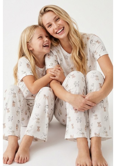 Siyah İnci Örme Pijama Takım 24107086 Ekru