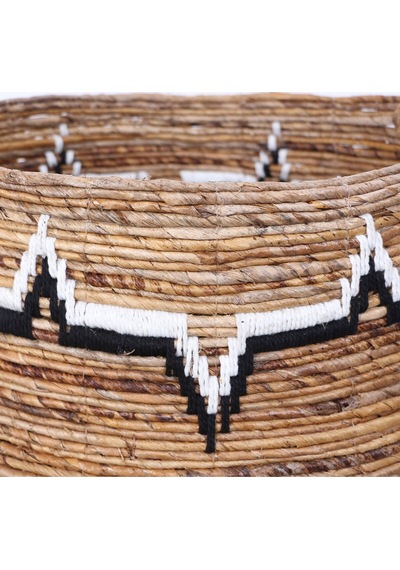 Aztek Doğal Abaka El Yapımı Yuvarlak Kulplu Sepet 45x48x66 Cm Bej