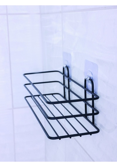 Siyah Yapışkanlı Banyo Düzenleyici Şampuanlık Banyo Rafı Duş Rafı Organizer Siyah Diğer
