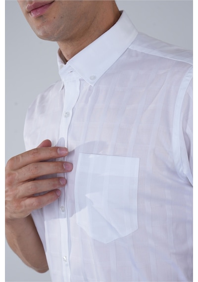 Bisse Paşa Yaka Regular Fit Gömlek Beyaz Gmeks250002 D01 Beyaz