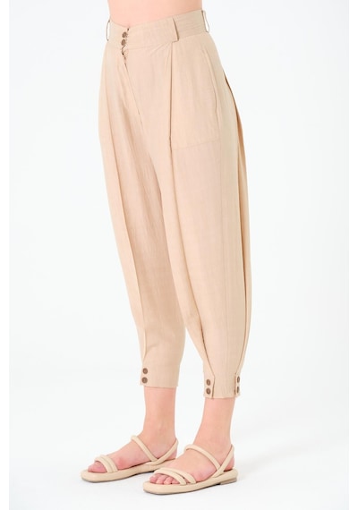 Sortie Collection Paça Düğmeli Pantolon Bej