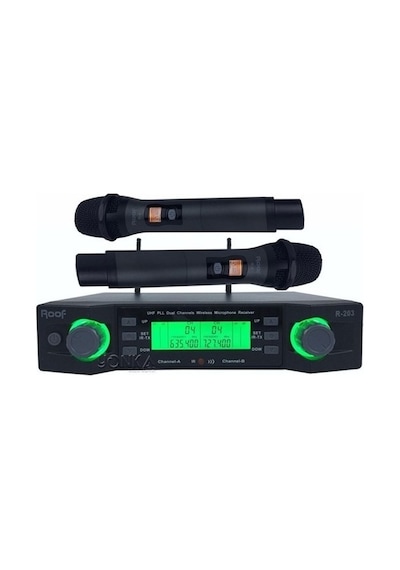 Roof R-203e Uhf Band Dijital Çift El Tipi Telsiz Kablosuz Mikrofo