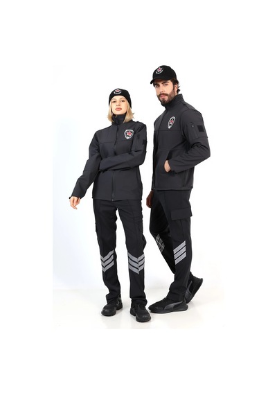 Yeni Tip Güvenlik Soft Shell Mont Siyah