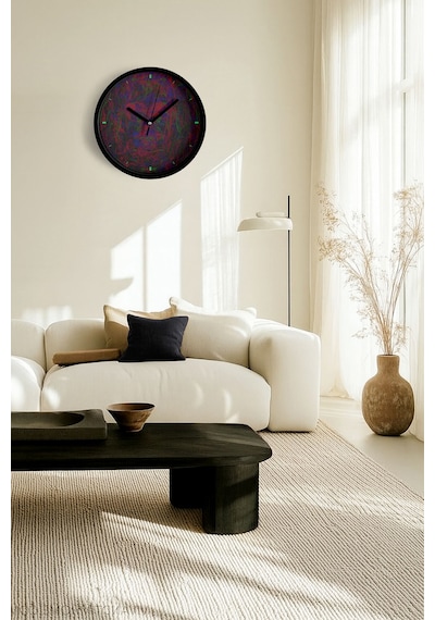 Modern Duvar Saati - 25cm - Önü Camlı Siyah Kasa - Sessiz Mekanizma-jh0684 Siyah