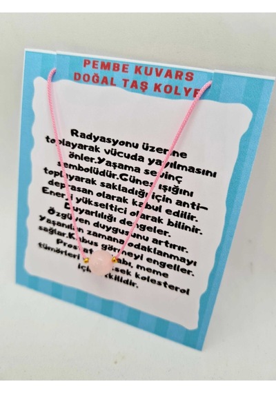 Sertifikalı Pembe Kuvars Doğal Taş Kolye Ayarlanabilir Orijinal Doğal Taş Çok Fonksiyonlu Kolye Çok REnkli