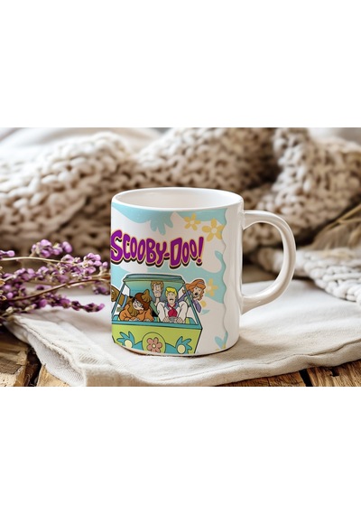 Scooby Doo Kupa Bardak - Renkli Çizgi Film Tasarım - Komik Ve Eğlenceli Karakterli Bardak Beyaz