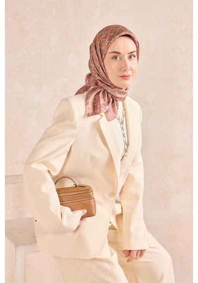 Silk Home Twill İpek Eşarp Zincir Bakır Çok Renkli