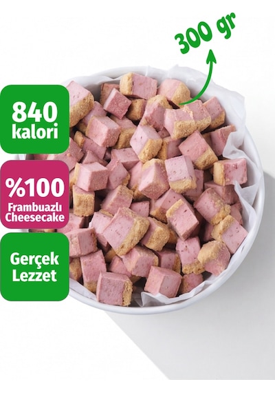 Freeze Dried Frambuazlı Cheesecake Kurutulmuş Çıtır Cheesecake Küpleri, Tatlı Küpleri Atıştırmalık - 300 Gr