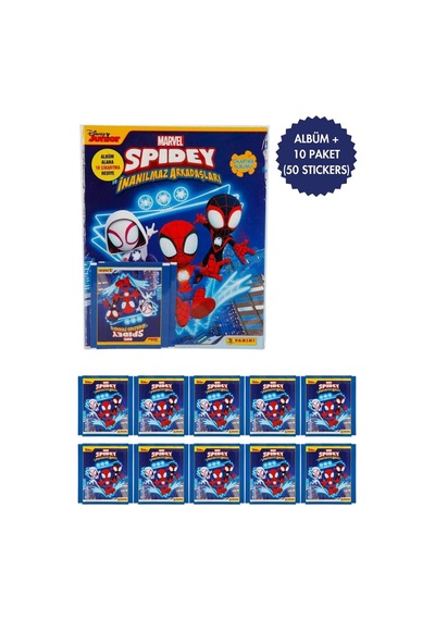 Lisanslı Spidey Mega Başlangıç Paketi Album+10 Paket 50 Stickers Çıkartma