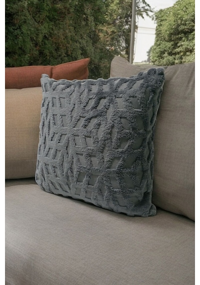 Bohem 4'lü Dekoratif Yastık Kılıfı Kırlent Kılıfı 45x45 Cm Gri Etnik Desen Gri