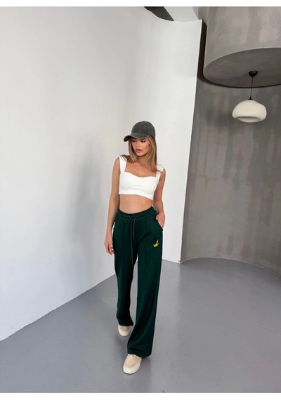 Kadın Osy Modal Yumuşak Dokulu Kumaş Nakış İşlemeli Rahat Bol Paça Eşofman Pantolon - Yeşil Kadın Osy Modal Yumuşak Dokulu Kumaş Nakış İşlemeli Rahat Bol Paça Eşofman Pantolon - Yeşil