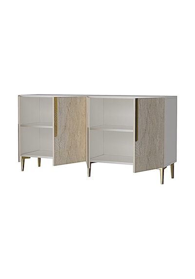 Ka1516 Meyra Konsol Ve Tv Sehpası 150cm Beyaz-traverten-gold
