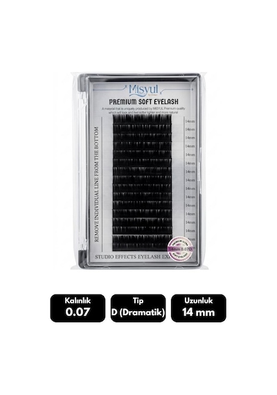 Misyul 0.07d Dramatik Kıvrım 14 Mm Soft Eyelash Doğal İpek Kirpik 16'lı