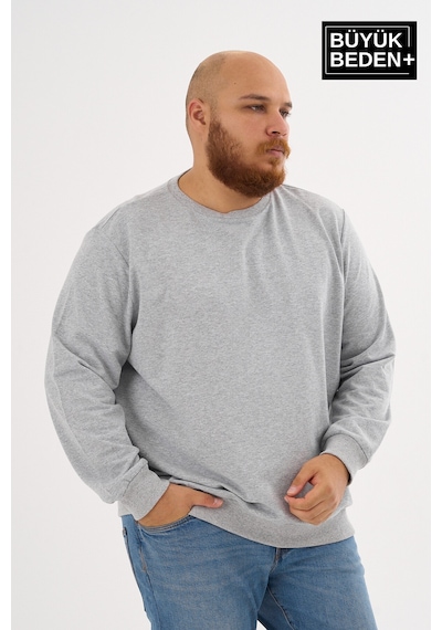 Superlife Erkek Büyük Beden Bisiklet Yaka İnce Sweatshirt Regular Fit %64 Pamuklu Spr26bsw956 Açık Gri Melanj