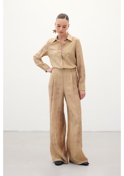 Sateen Desenli Salaş Pantolon - Camel-136278 Camel