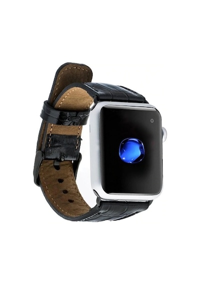 Bouletta Apple Watch Uyumlu Deri Kordon 42-44-45Mm Kroko Siyah
