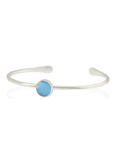 Kadir Jewellery Zirkon Taşlı Ayarlanabilir 925 Ayar Gümüş Kaplama Bilezik Koyu Mavi