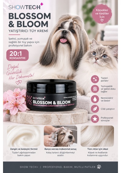 Showtech Blossom & Bloom Besleyici Köpek Tüy Kremi 125 Ml - 20:1 Oranına Kadar Konsantre