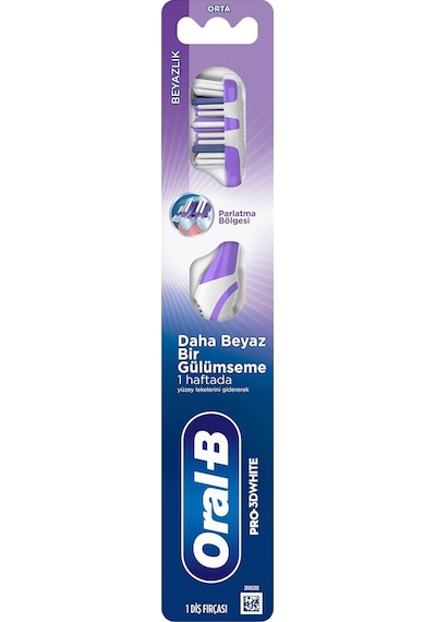 Pro-3dwhite Beyazlık Diş Fırçası, Orta Sertlik Açık Ahşap