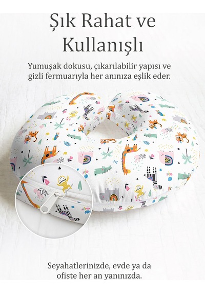 Sevimli Hayvan Figürlü Boyun Yastığı - Eğlenceli Tropikal Renkli Çocuk & Yetişkin Seyahat Yastığı Sedefli Toprak Gece