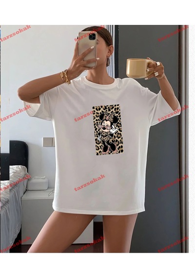 Tarzsokak Leopar Desenli Mcky Beyaz