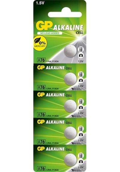 GP A76-C5 LR44 (AG13) 1.5V Alkalin Düğme Pil 5'li