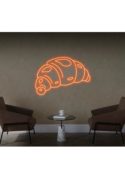 Kruvasan Şekilli Neon Tabela Turuncu