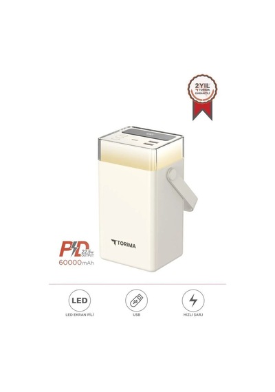 Güçlü Şarj Pratik Güç Seyahat Gücü Taşınabilir Batarya 60000 Mah Trm-1061 Beyaz 22,5w Çok Renkli
