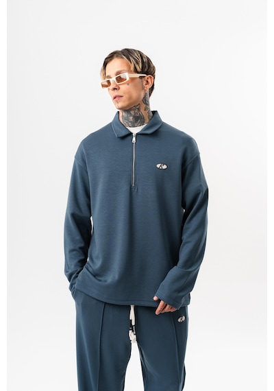 Respire Erkek Yarım Fermuarlı Modal Sweatshirt Petrol