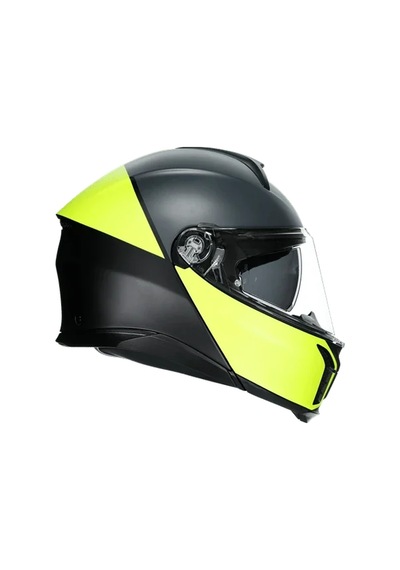 Agv Kask Tourmodular Mlt Balance Matt Blk Ylw Fl Grey Siyah