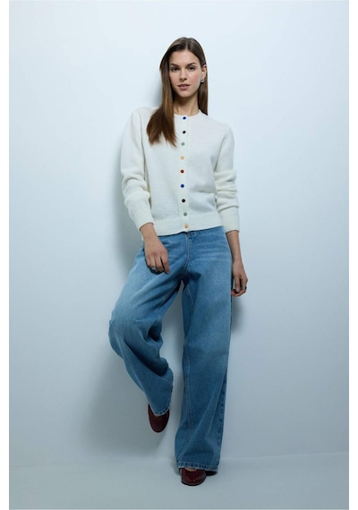 Defacto Slim Fit Dar Kesim Hırka H1373ax26sper105 Ekru-er105