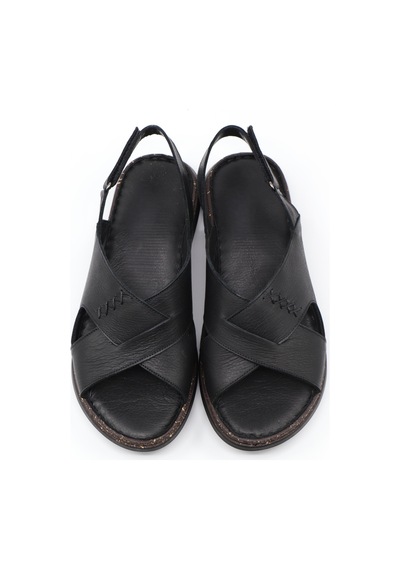 Nesilshoes Nesil Shoes Mns 153 Siyah Hakiki Soft Deri Kadın Sandalet