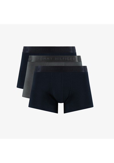 Tommy Hilfiger Trunk 3'lü Siyah Bantlı Erkek Siyah/gri Boxer Düz Um0um02760 Renkli