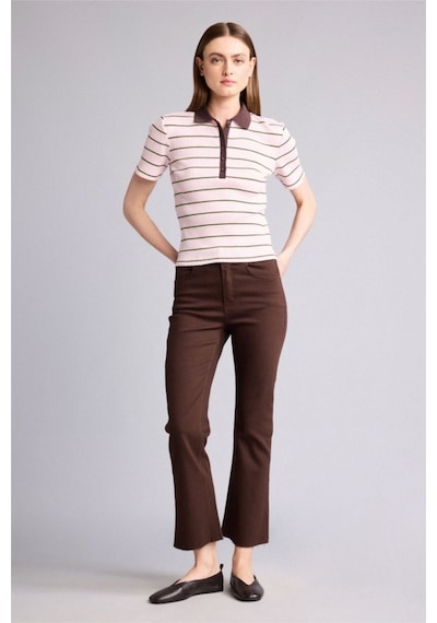 Defacto Crop Flare Fıt Yüksek Bel Bilek Boy Jean Pantolon H8501ax26spbn336 Kahve-bn336