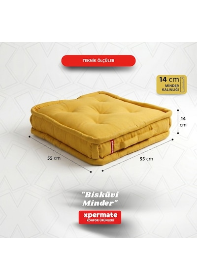 Xpermate Bisküvi Minder Petek Önü Fransız 55x55x14 Hardal