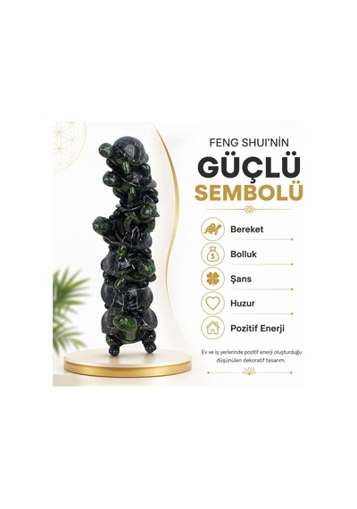 Lüks 7 Li Kaplumbağa Biblo 32 Cm Dekoratif Heykel Şans Feng Shui Ev Ofis Vitrin Hediyesi