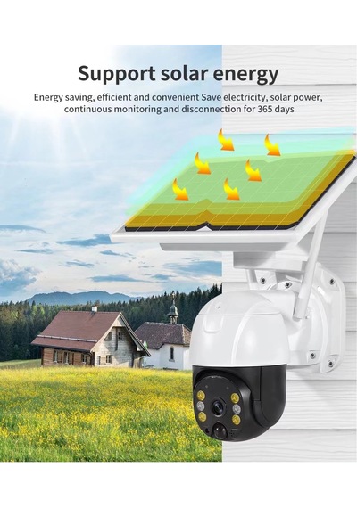 Zenvia Wifi Uygulamalı Gece Görüşlü Solar Güneş Enerjili Kamera Akıllı Dış Mekan Güvenlik Kamerası Znv2026