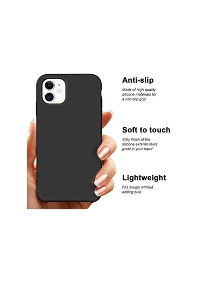 & Aksesuar Apple İphone 12/12 Pro İle Uyumlu İçi Kadife Yapıya Sahip Dışı Mat Lansman Silikon Kılıf Şok Emici Full Kasa Koruma Sağlayan Kılıf Siyah