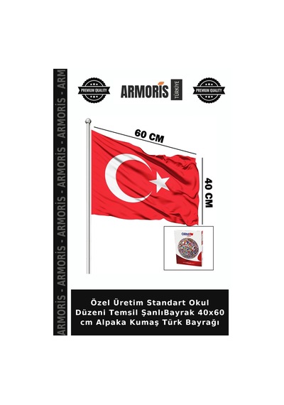Özel Üretim Standart Okul Düzeni Temsil Şanlıbayrak 40x60 Cm Alpaka Kumaş Türk Bayrağı Diğer