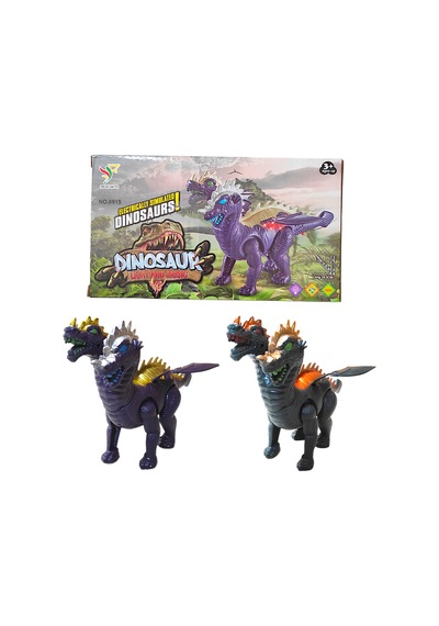 Pilli Işıklı Sesli Yürüyen Kanatlı Çift Başlı Dinazor 1 Adet Özel İthal Malzeme Dinozor Trex 26 Cm.