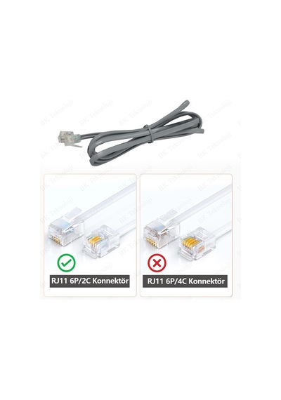 RJ11 6P2C Hazır Telefon Modem Ara Hat Kablosu 1.5 Metre