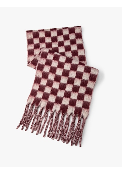 Koton Atkı Kareli Yumuşak Dokulu Püsküllü Bordo 4wak50198aa Bordo