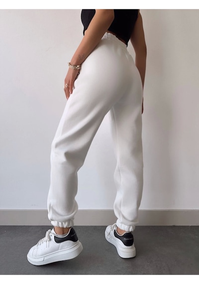 Etiler Collection Üç İplik Basic Lastikli Eşofman Pantolon - Beyaz Gri