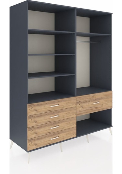 Kronos Gardrop 6 Raflı 5 Çekmeceli Tek Askılı 176x59x221 Antrasit-antrasit/çam Antrasit/çam Kronos Gardrop 6 Raflı 5 Çekmeceli Tek Askılı 176x59x221 Antrasit-antrasit/çam Antrasit/çam