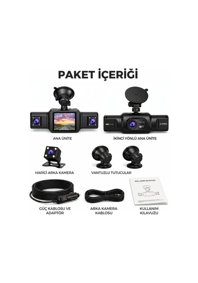 4 Kanallı 1080p Araç Kamerası 3.16 İnç Ips Ekran Gece Görüşlü Park Modlu