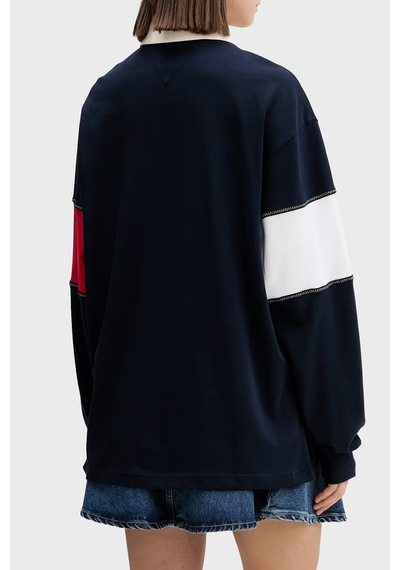 Tommy Jeans Tommy Hilfiger Logolu Pamuklu Oversize Polo Yaka Sweat Kadın Sweat Dw0dw22827 C1g Lacivert Tommy Jeans Tommy Hilfiger Logolu Pamuklu Oversize Polo Yaka Sweat Kadın Sweat Dw0dw22827 C1g Lacivert