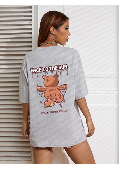 Uyguntarz Unisex The Sun Tasarım Tshirt Gri