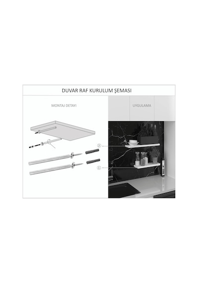 Asra Trend Modern Duvar Rafı DRF-01 %100 MDF 2'li Dekoratif Organizer Kitaplık Antrasit
