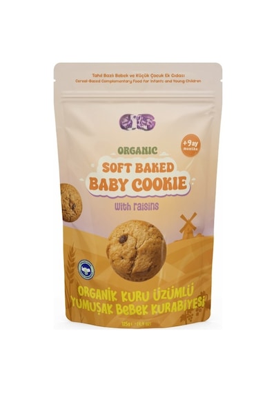 Organik Kuru Üzümlü Yumuşak Bebek Kurabiyesi 125g